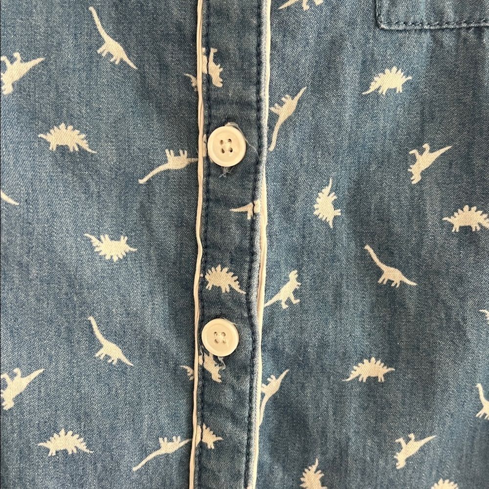 ModCloth Chambray Dino Button Down sleeveless top S - Picture 4 of 7